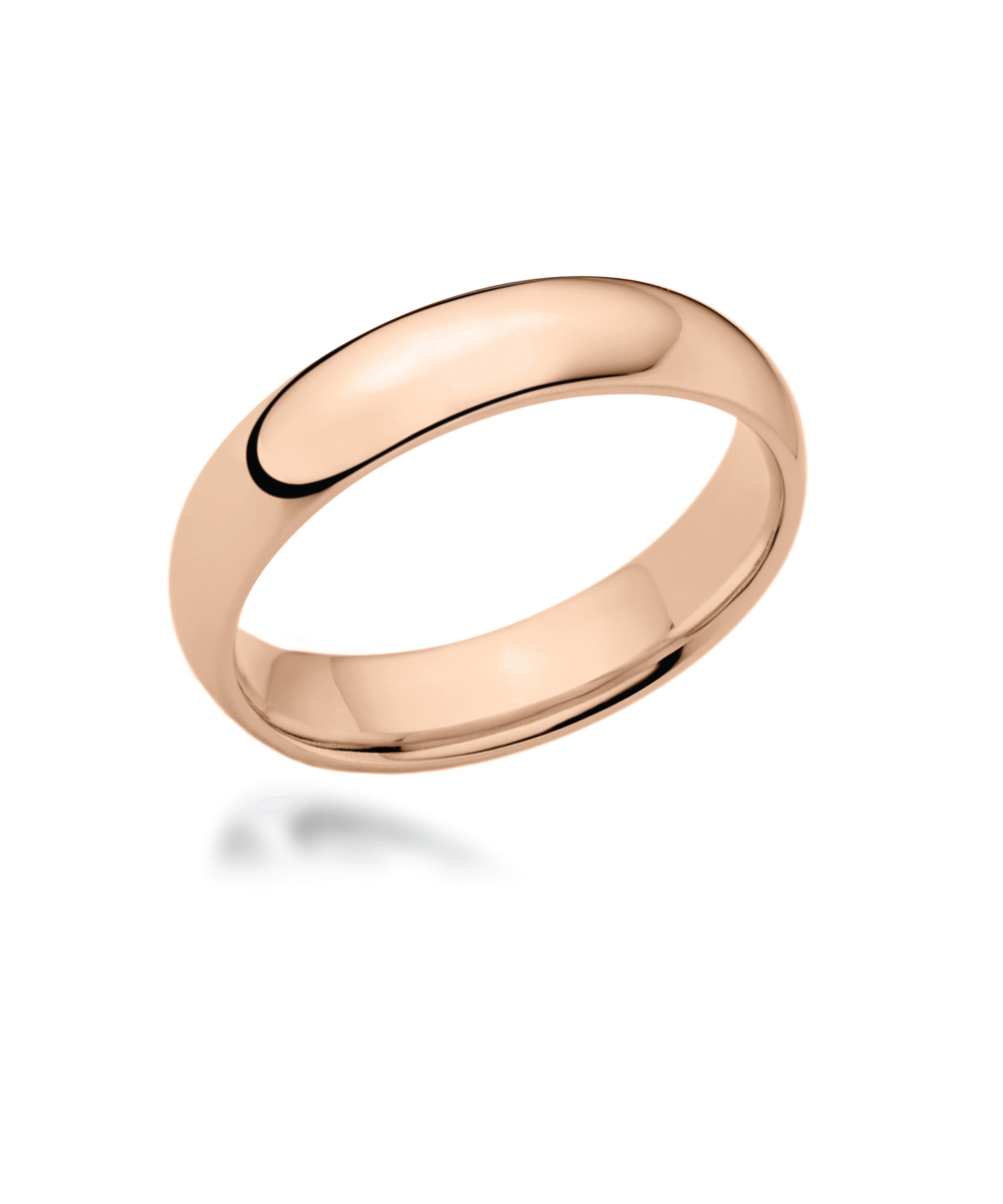 5mm 18ct Rose Gold Court Shaped Wedding Band