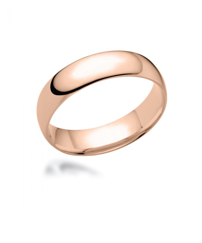 6mm 18ct Rose Gold Court Shaped Wedding Band