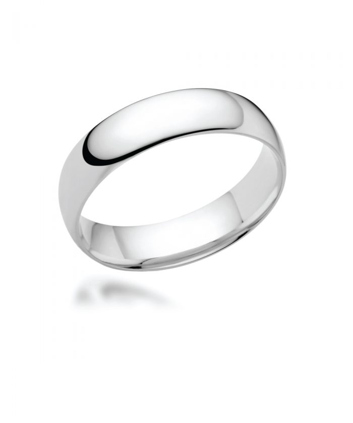 6mm Platinum Court Shaped Wedding Band