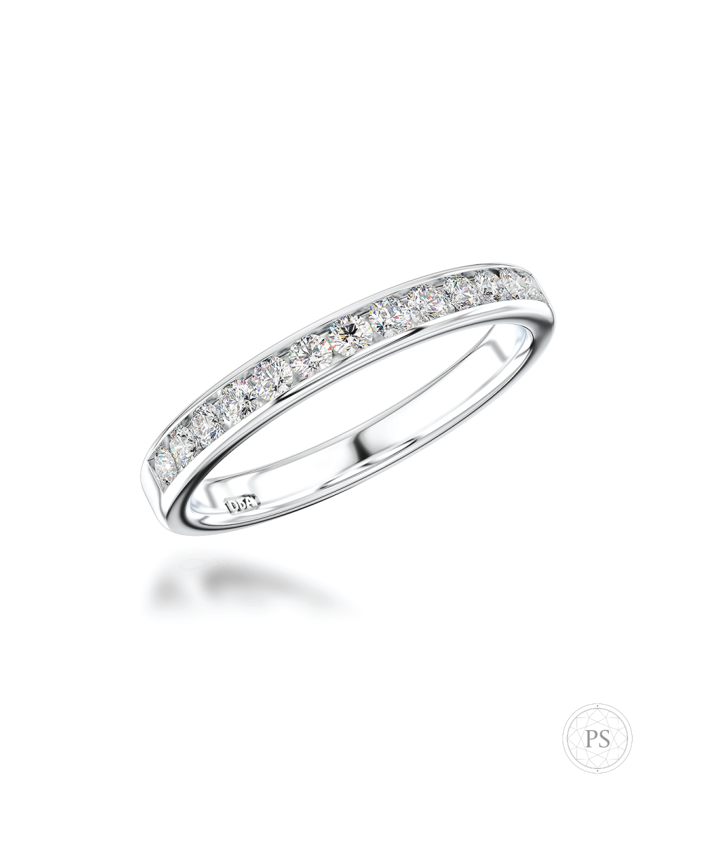 Platinum 0.25ct Channel Set Round Diamond Band