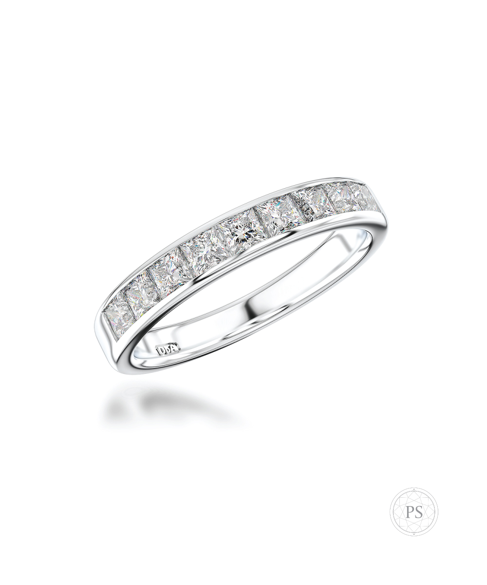 Platinum 0.50ct Channel Set Princess Cut Diamond Band