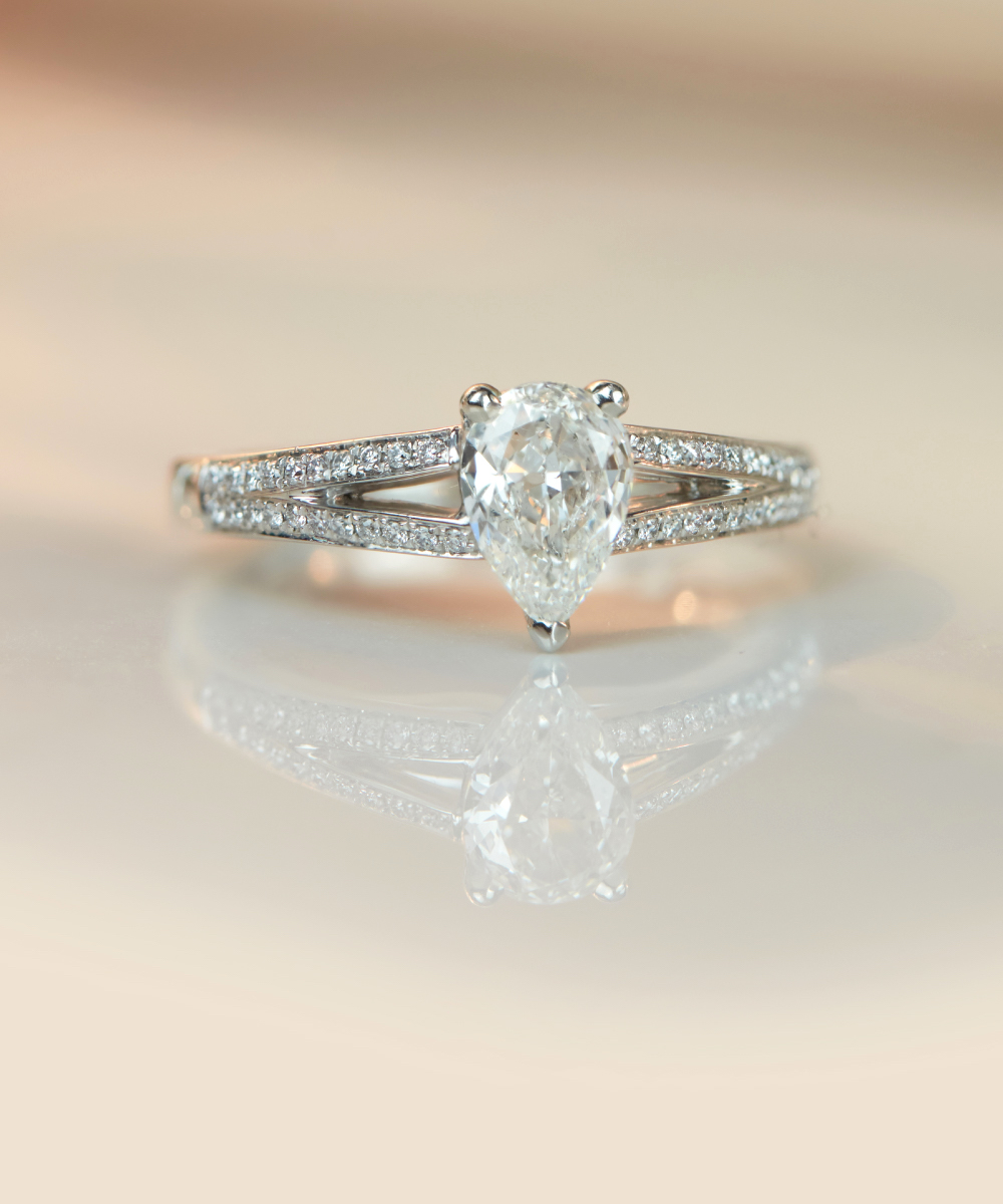 0.70ct Pear Cut Diamond Solitaire Engagement Ring