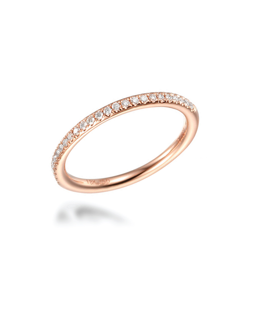 18ct Rose Gold Domed Diamond Set Eternity Ring