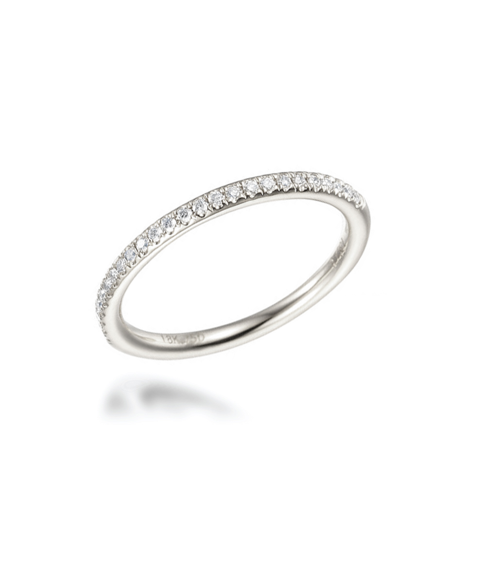 18ct White Gold Domed Diamond Set Eternity Ring