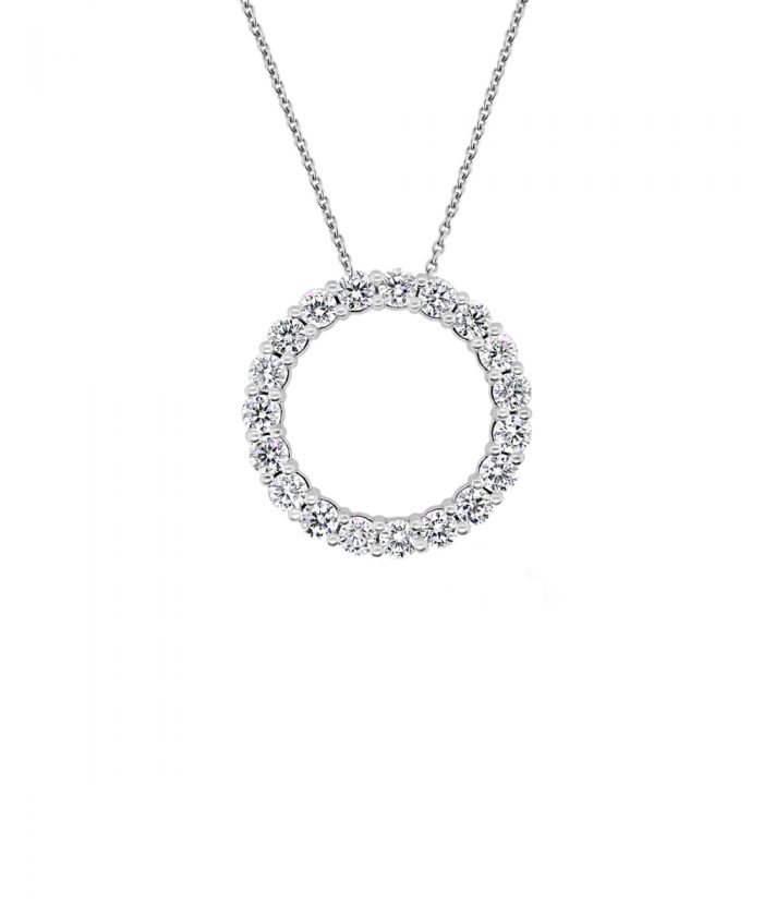 1ct White Gold & Diamond Circle Pendant