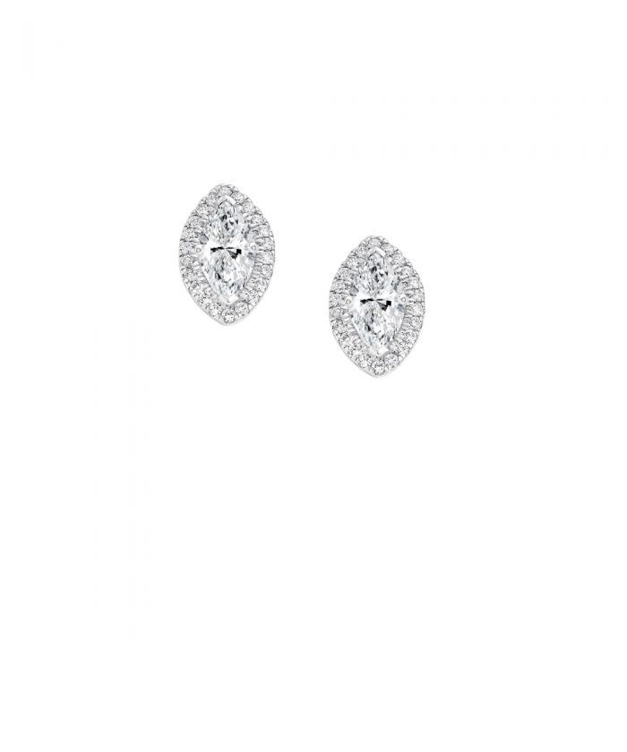 Marquise Diamond Halo Stud Earrings