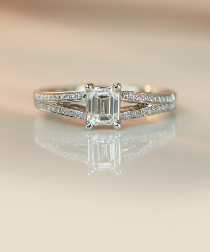 Platinum 0.60ct Emerald Cut Diamond Solitaire Engagement Ring