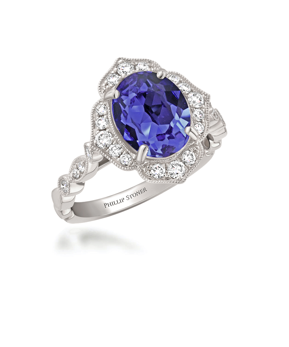 Tanzanite & Diamond Vintage Inspired Cocktail Ring