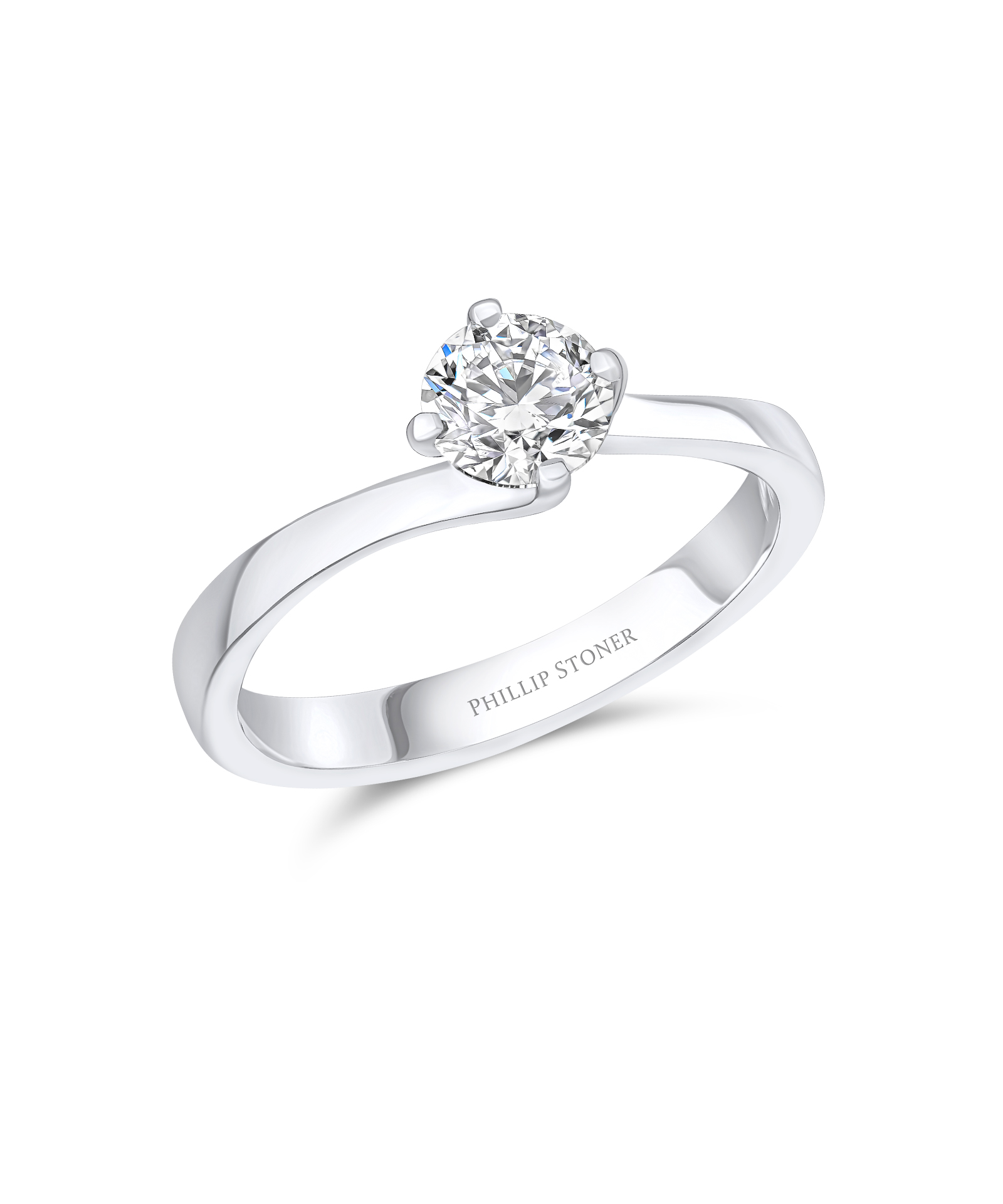 0.70ct Round Brilliant Diamond Platinum Twist Engagement Ring - Phillip Stoner The Jeweller