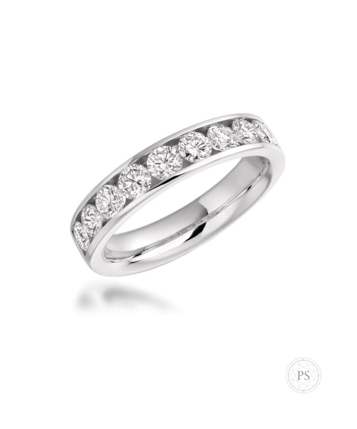 1ct Half Channel Set Round Brilliant Cut Diamond Eternity Ring