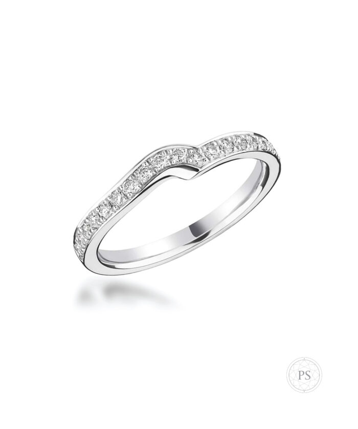 2.5mm Platinum Pavé Diamond Twist Shaped Wedding Ring