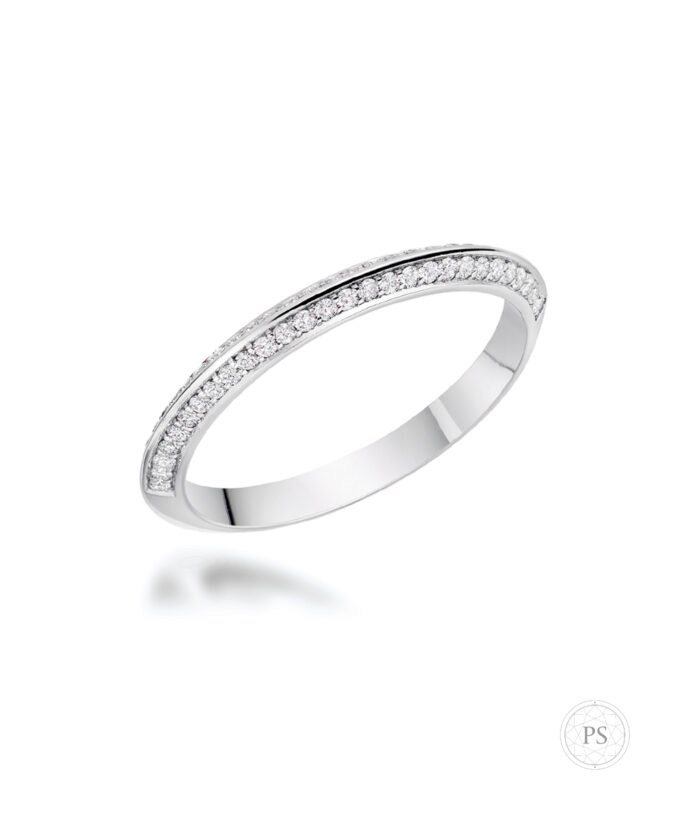 Knife Edge Two Row Diamond Set Wedding Band