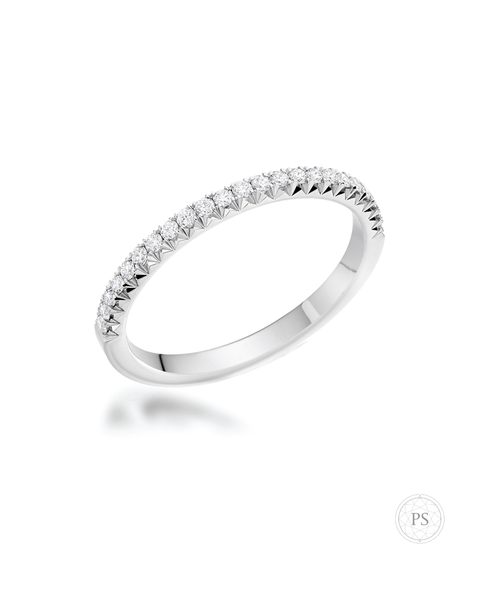 Slim Faceted Diamond Set Wedding Band