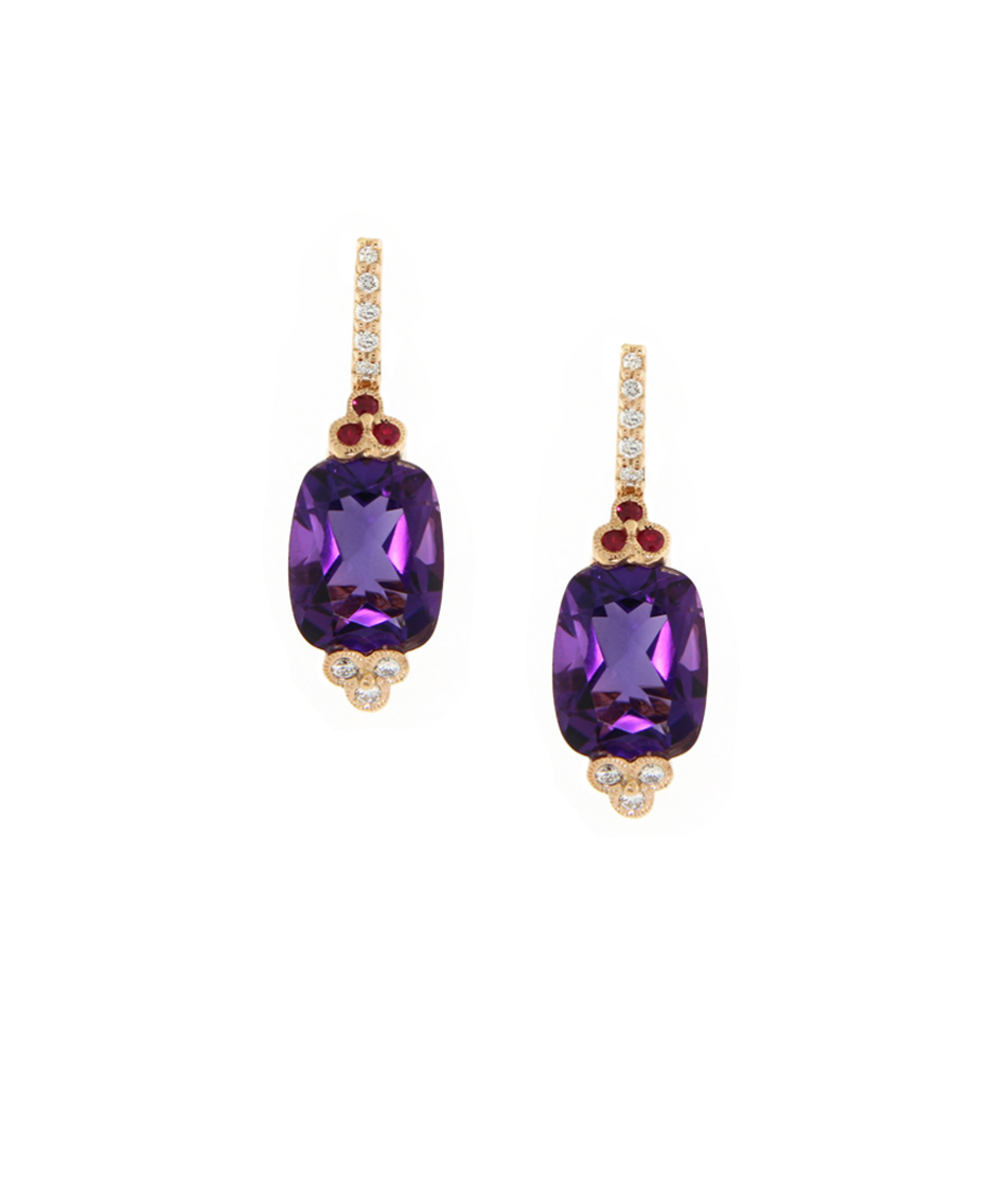 Ungar & Ungar Amethyst & Ruby Drop Earrings