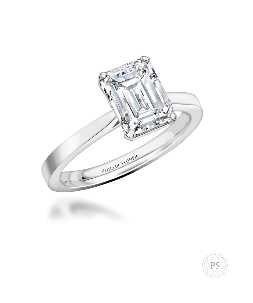 1.5ct Emerald Cut Open Tulip Diamond Engagement Ring