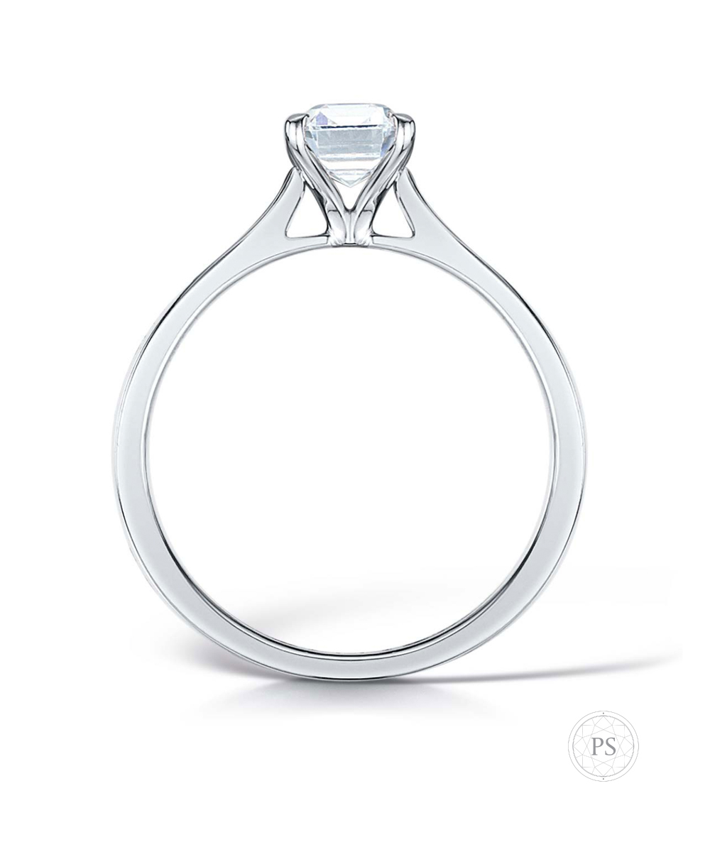 Emerald Cut Open Tulip Diamond Engagement Ring