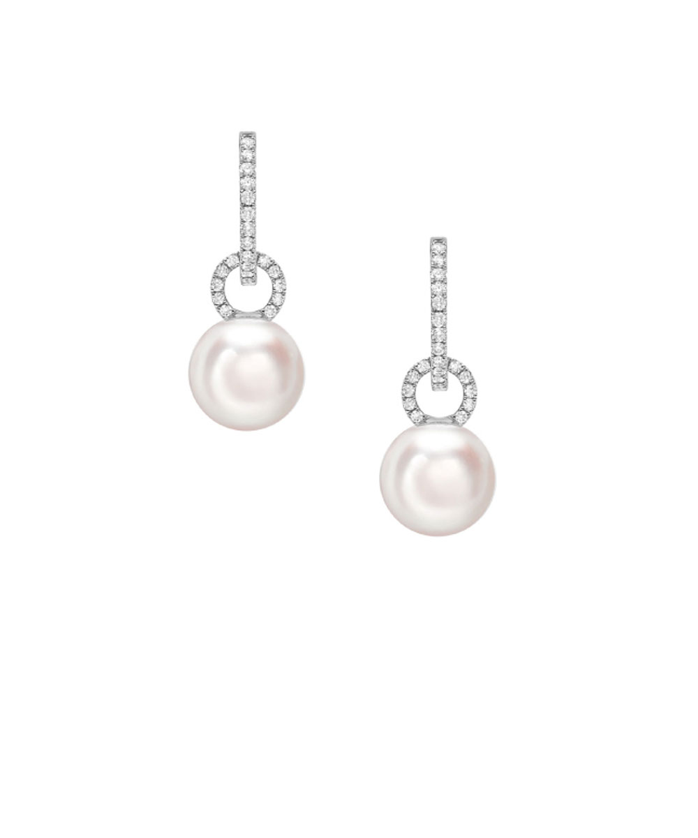 Matt Aminoff Akoya Pearl & Diamond Loop Drop Earrings