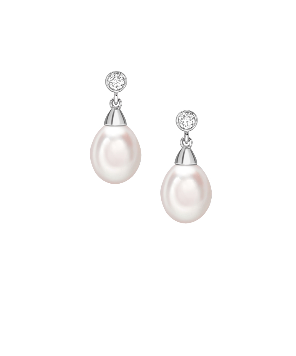 Matt Aminoff Teardrop Pearl & Diamond Earrings