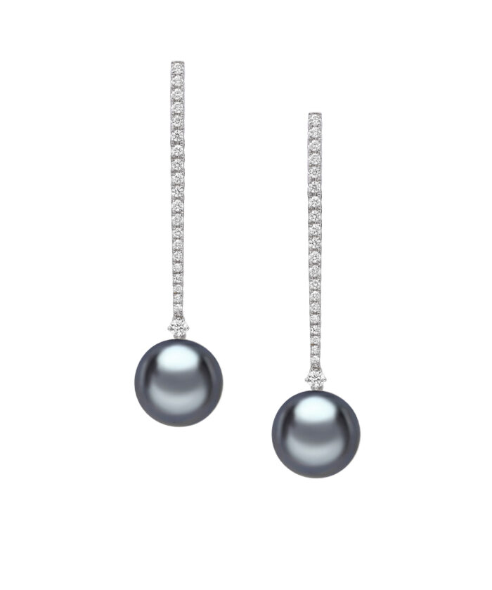 Tahitian Pearl & Diamond Drop Earrings