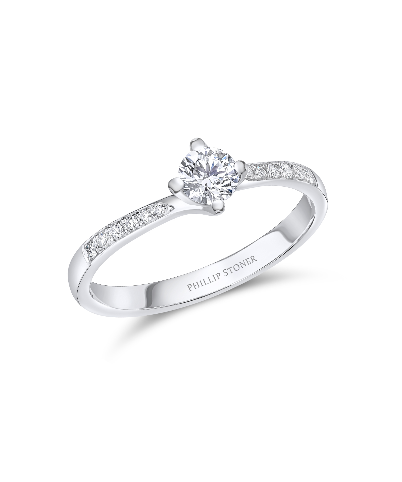 0.30ct Round Brilliant Diamond Twist Ring with Pavé Set Shoulders - Phillip Stoner The Jeweller