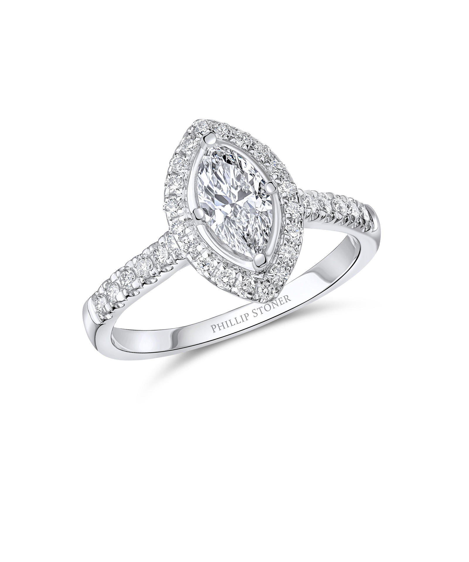 0.50ct Marquise Cut Diamond Cluster Engagement Ring - Phillip Stoner The Jeweller