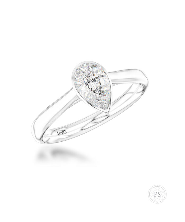 Pear Cut Diamond Rubover Engagement Ring