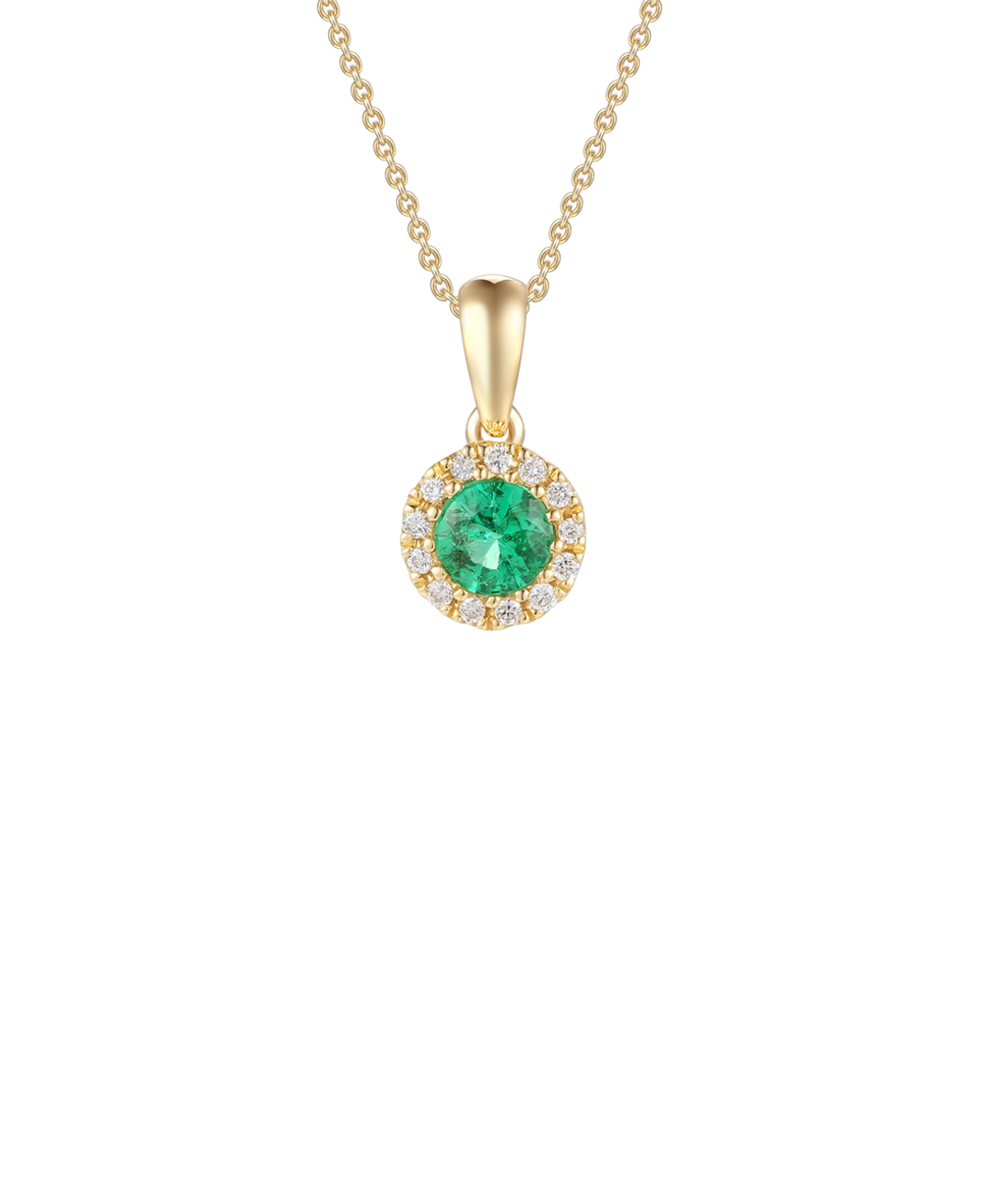 Emerald & Diamond Halo Pendant