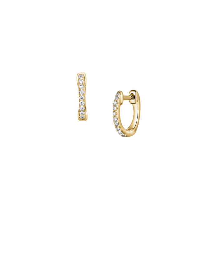 Mini Yellow Gold Diamond Hoop Earrings