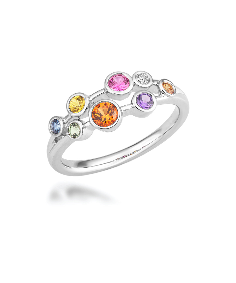 Multi-Sapphire & Diamond Bubble Cocktail Ring