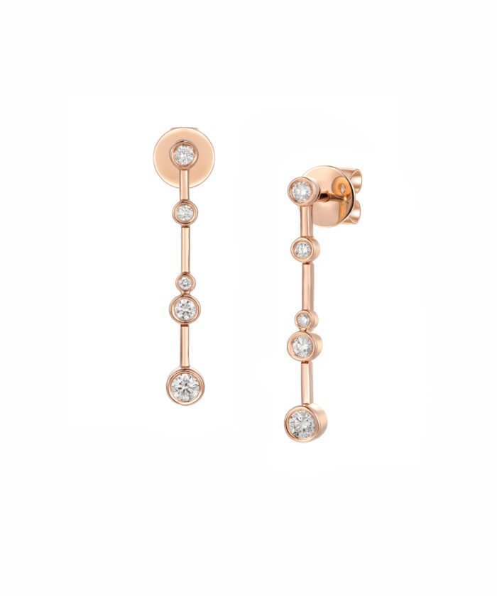 Rose Gold Cascade Diamond Drop Earrings