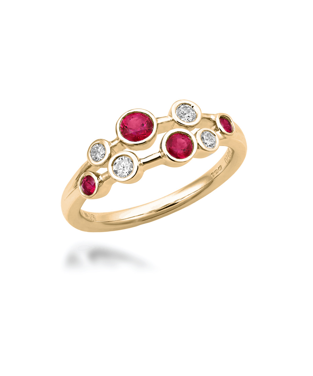 Ruby & Diamond Bubble Cocktail Ring