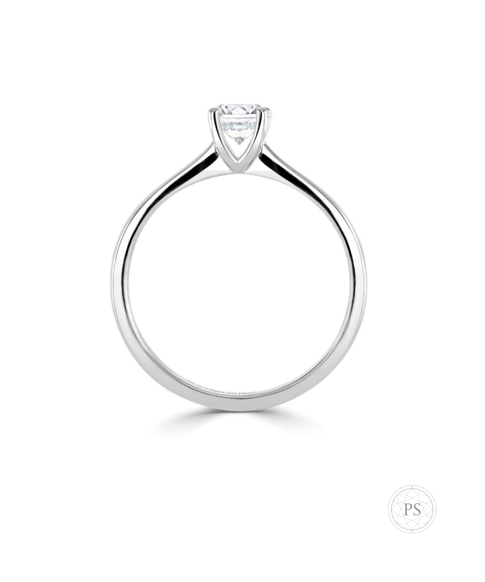 Slim Platinum 0.40ct Round Cut V-Set Ring- Side