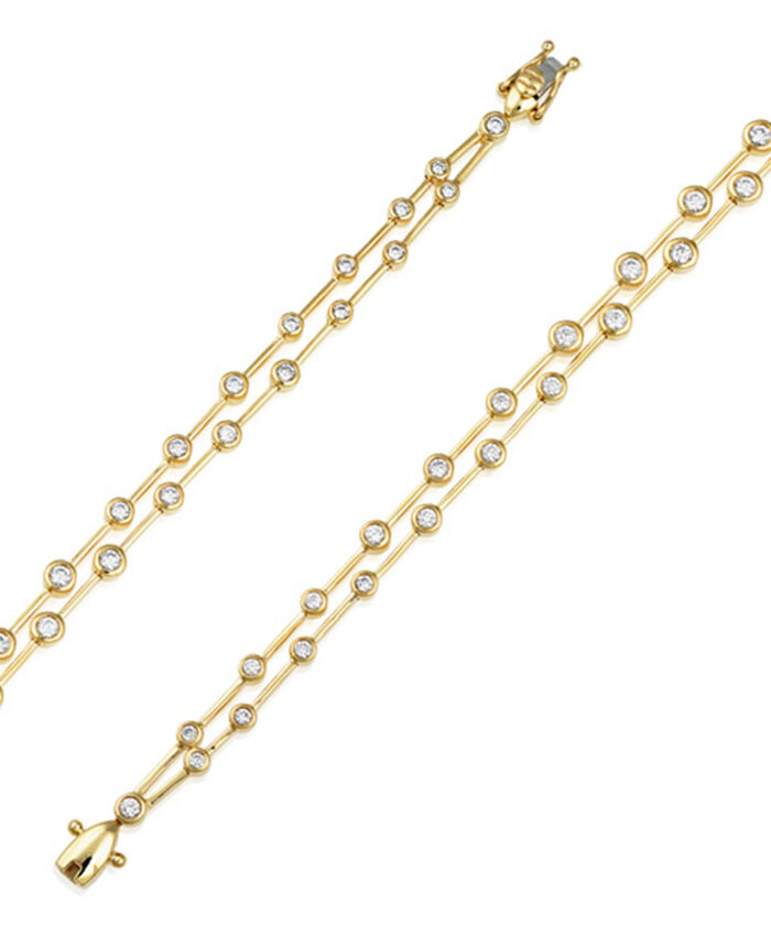 Yellow Gold Diamond Cascade Line Bracelet