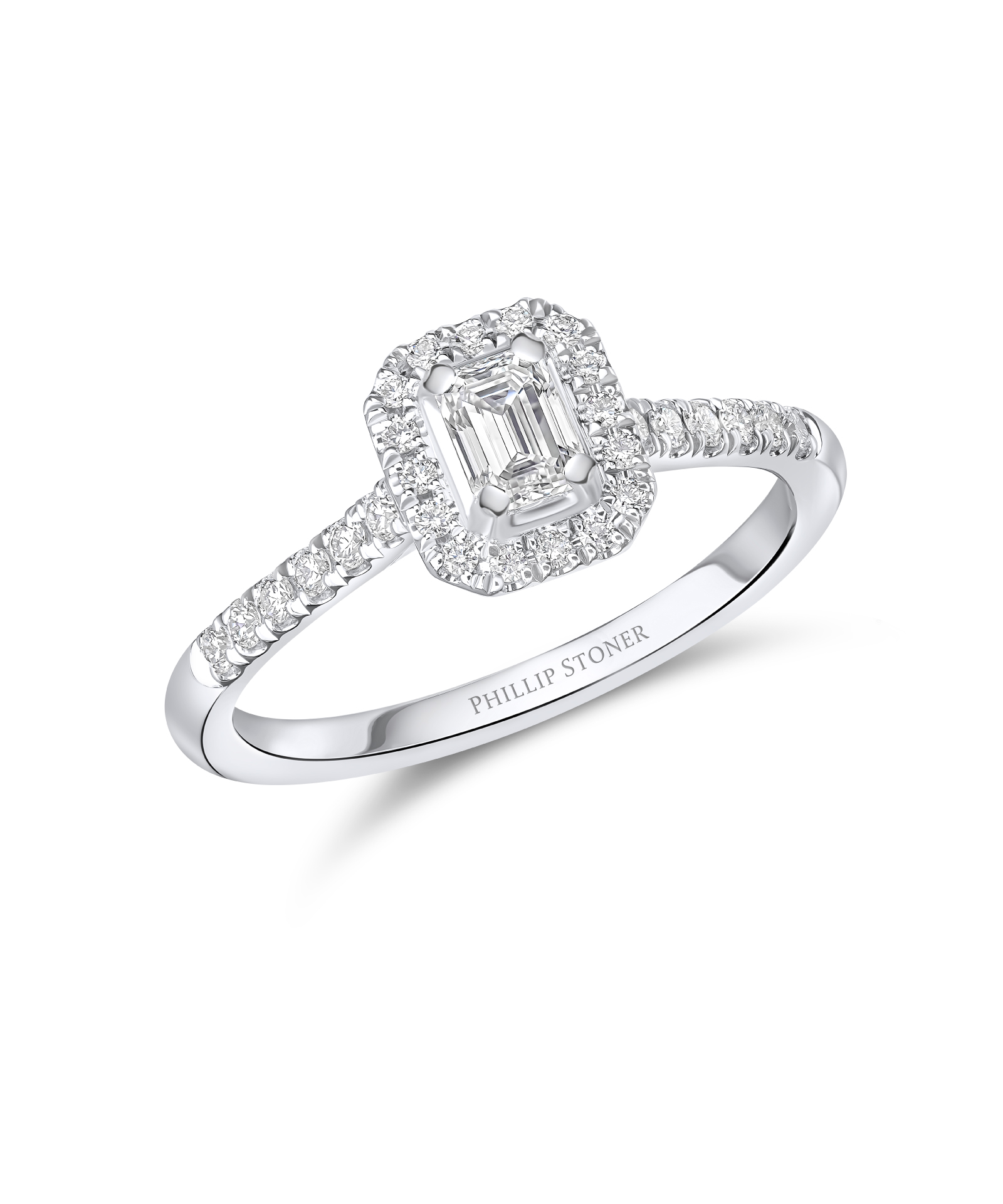 0.40ct Emerald Cut Diamond Cluster Engagement Ring - Phillip Stoner The Jeweller