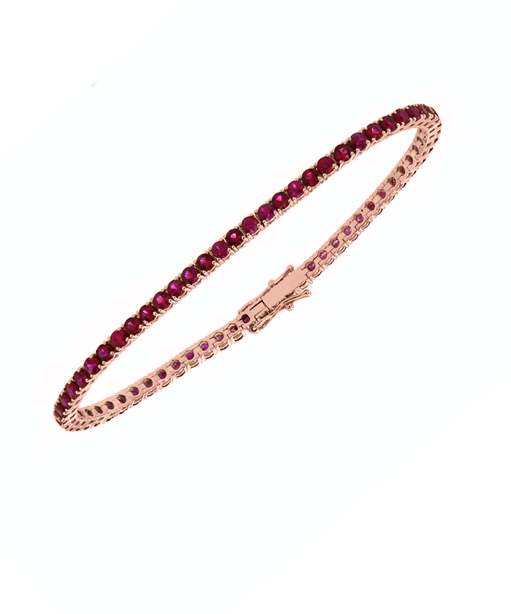 18ct Rose Gold Ruby Line Bracelet