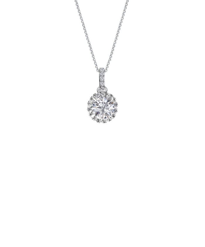 Round Cut Diamond Halo Pendant