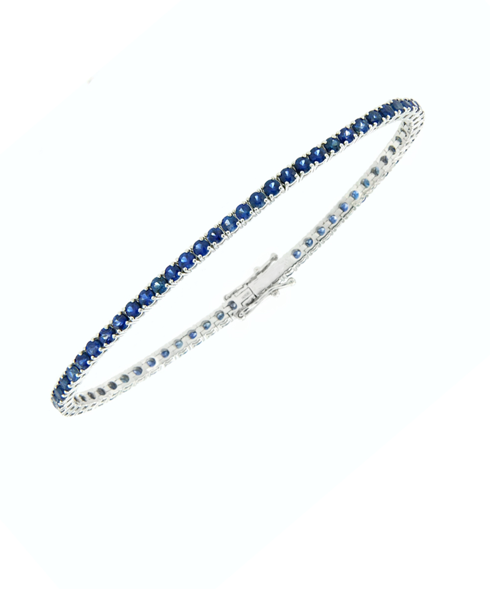 White Gold 5ct Sapphire Line Bracelet