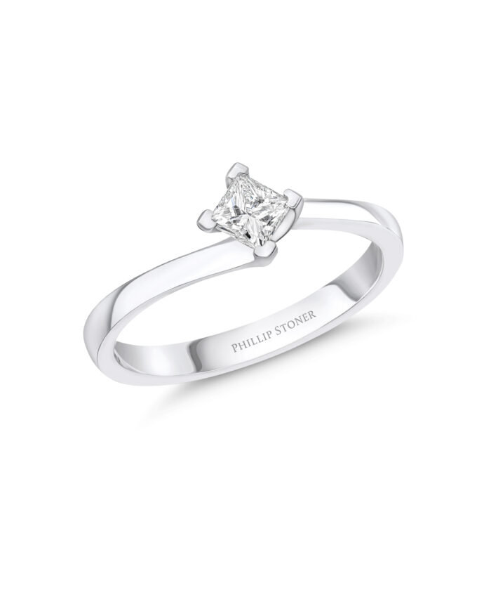 0.30ct Princess Cut Diamond Platinum Twist Engagement Ring - Phillip Stoner The Jeweller