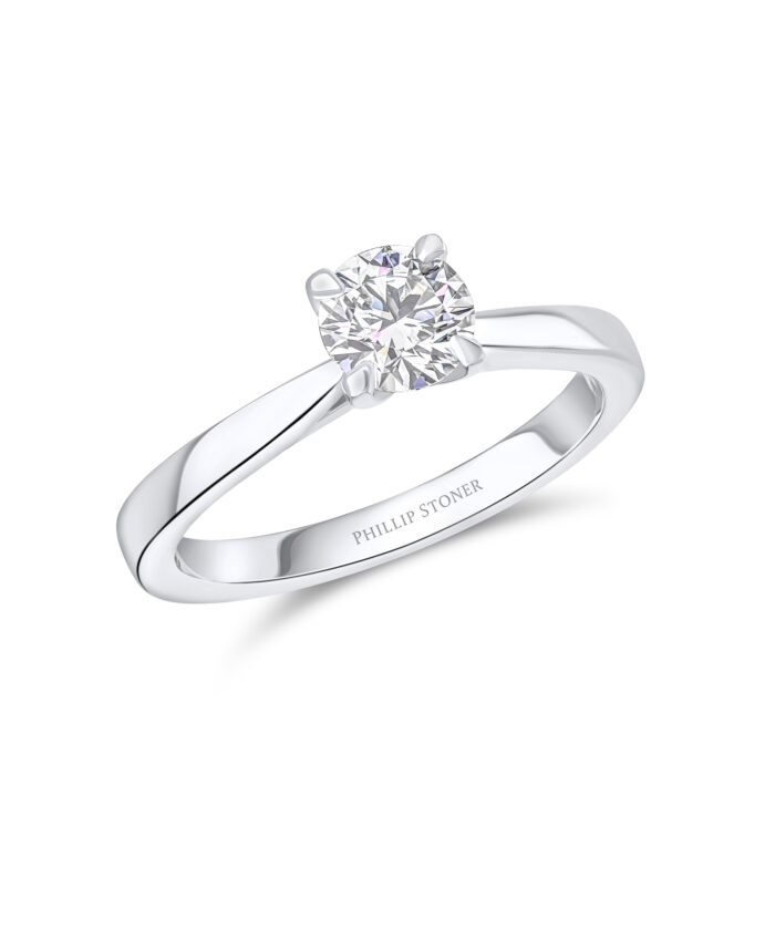 0.70ct Round Brilliant Cut Diamond Ring with Cathedral Setting - Phillip Stoner The Jeweller