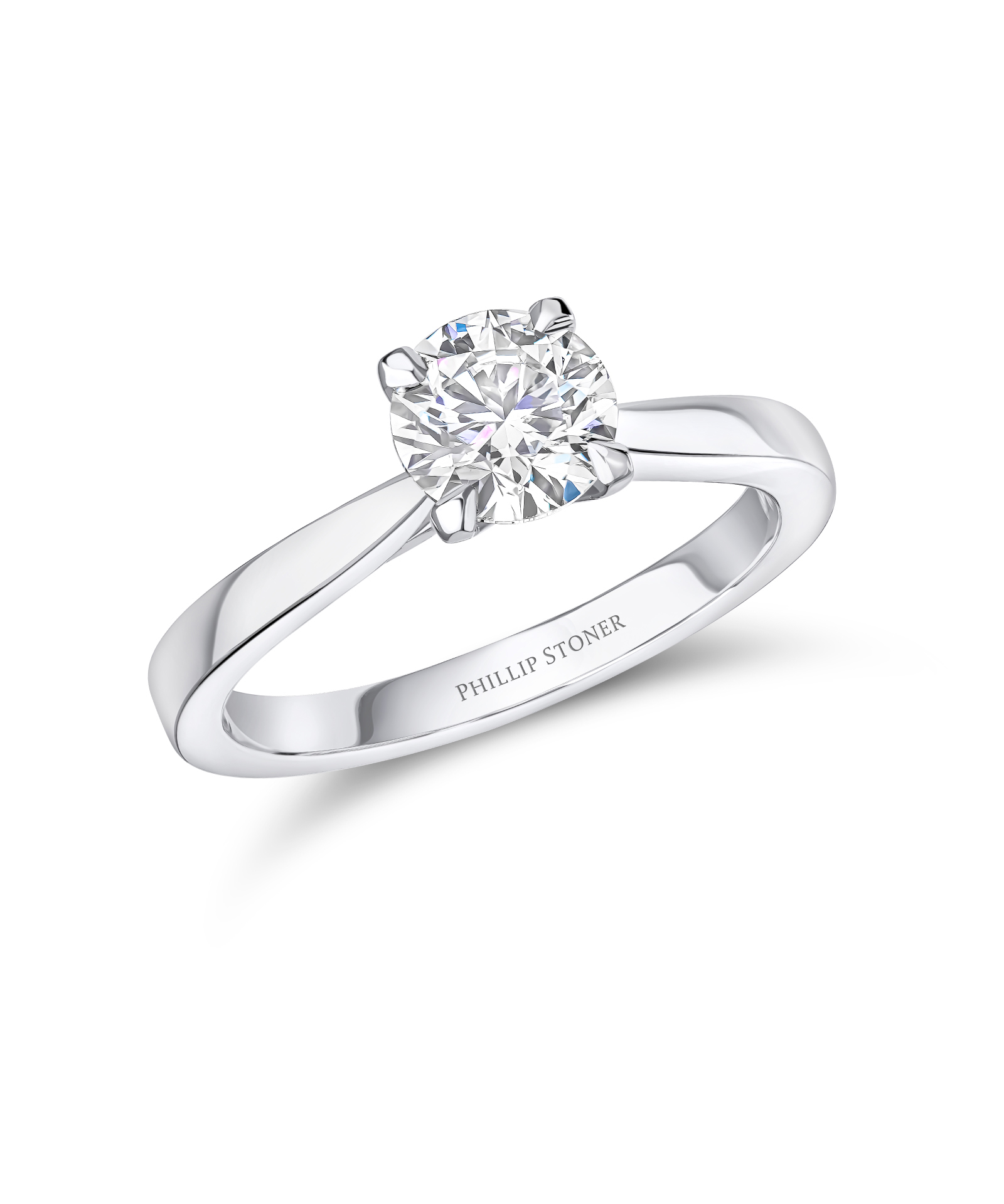 1ct Round Brilliant Cut Diamond Ring with Cathedral Setting - Phillip Stoner The Jeweller