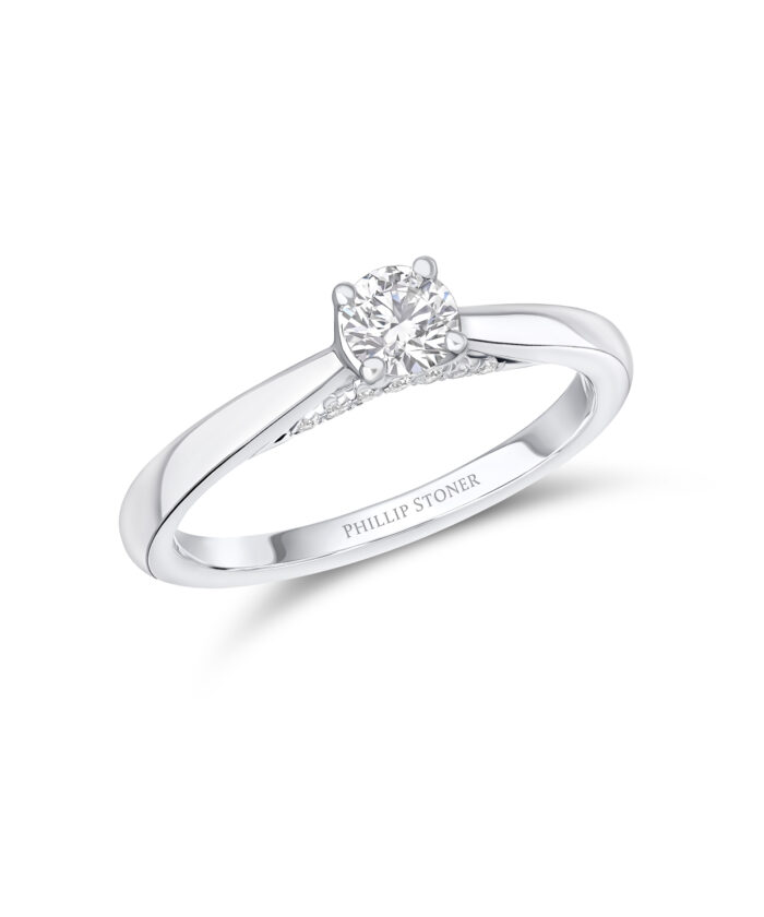0.30ct Round Diamond Engagement Ring with Diamond Under Bezel - Phillip Stoner The Jeweller