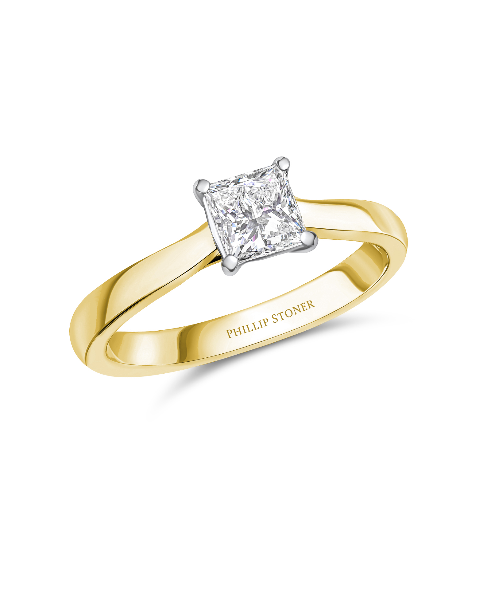 0.70ct Princess Cut Diamond Solitaire Yellow Gold Engagement Ring - Phillip Stoner The Jeweller