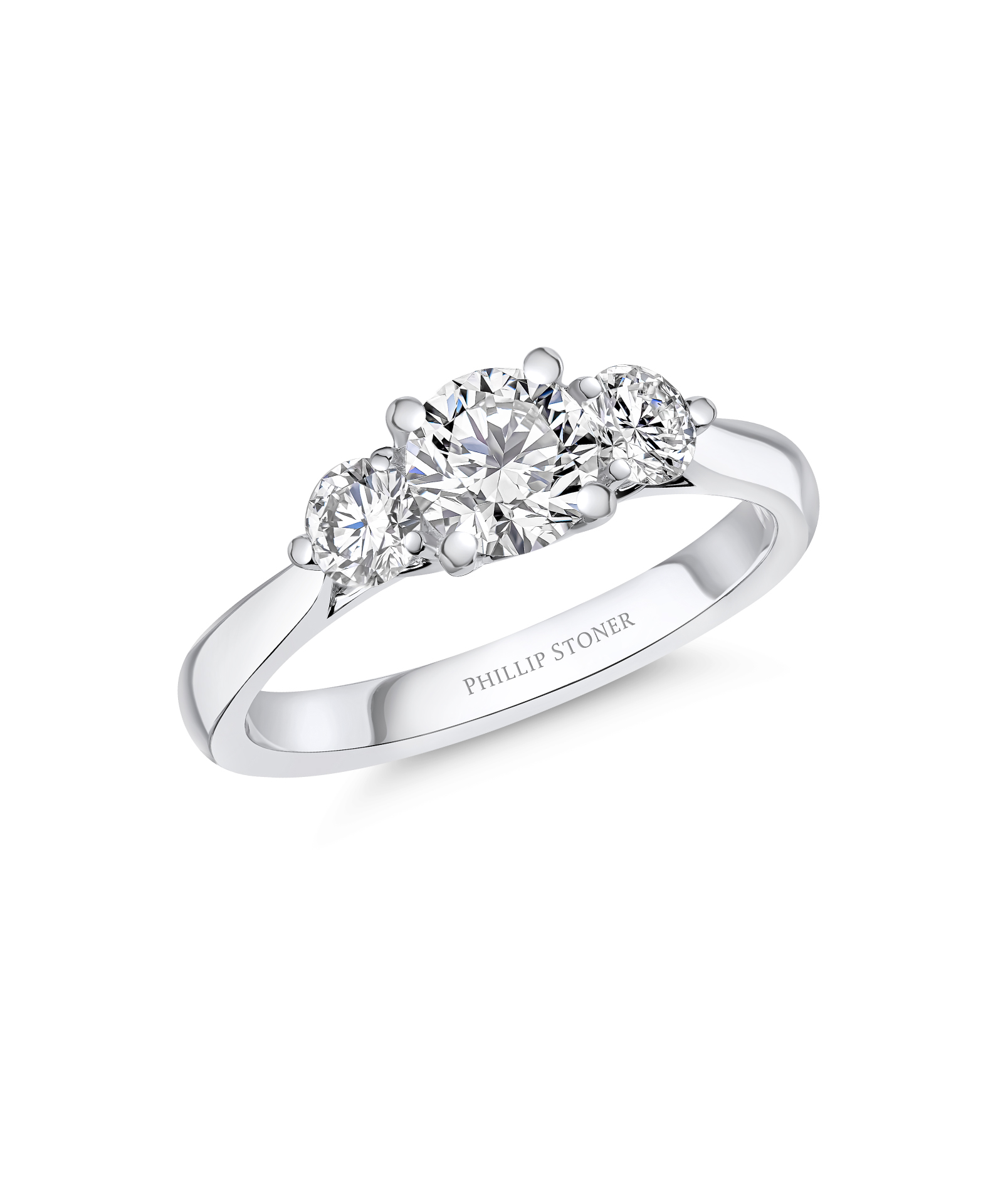 0.70ct Round Brilliant Cut Diamond Platinum Trilogy Ring - Phillip Stoner The Jeweller