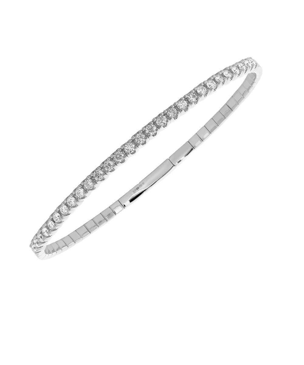 18ct White Gold Flexible Diamond Bangle