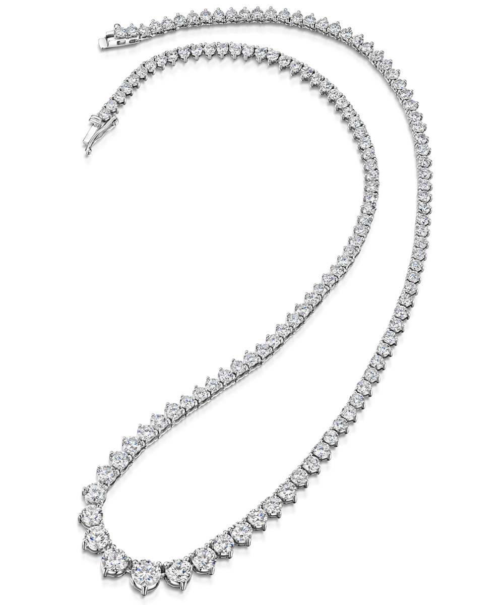 18ct White Gold Graduated Diamond Collar Necklace