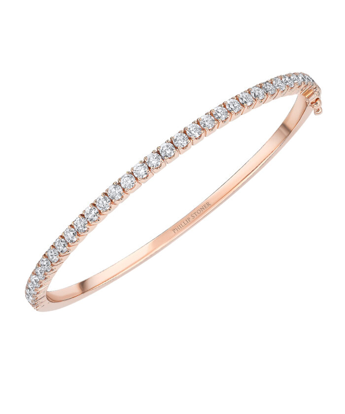 18ct Rose Gold Diamond Line Bangle