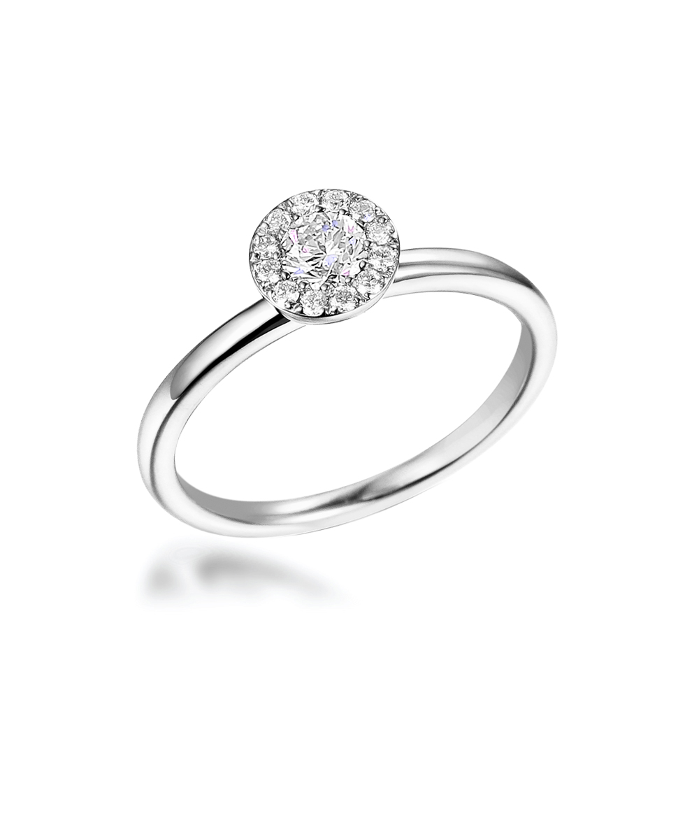 April Birthstone - Diamond Halo Birthstone Ring