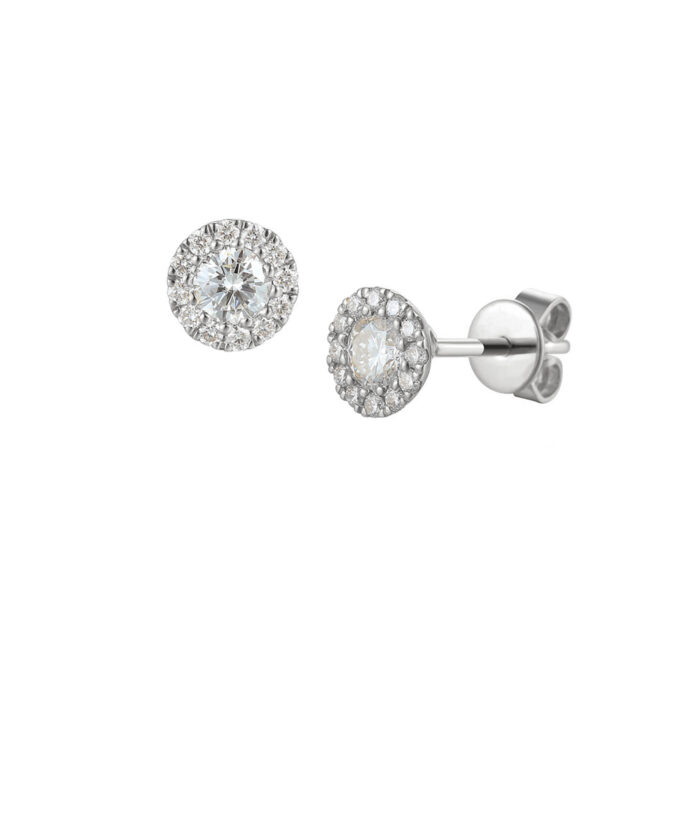 April Birthstone - Diamond Halo Earrings