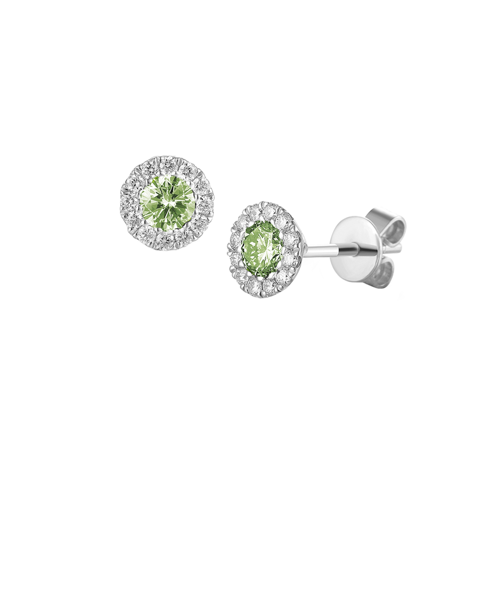August Birthstone - Peridot & Diamond Earrings