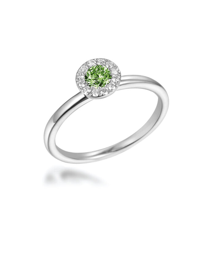 August Birthstone - Peridot & Diamond Halo Birthstone Rings